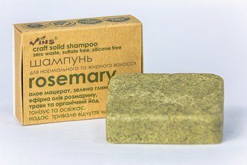 Шампунь твердий безсульфатний VINS для нормального та жирного волосся ROSMARY 85г 704 фото