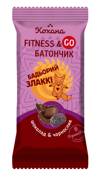 Батончик з шоколадом, чорносливом і фініками 40гр 012 фото