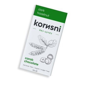 Шоколад на керобі чорний без цукру &ldquo;Фундук&rdquo; ТМ &ldquo;Korusni&rdquo; 90г 135 фото