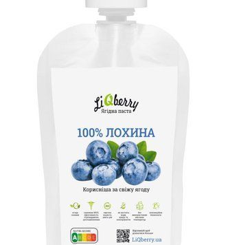 Упаковка пасти з лохини LiQberry 100гр 789 фото